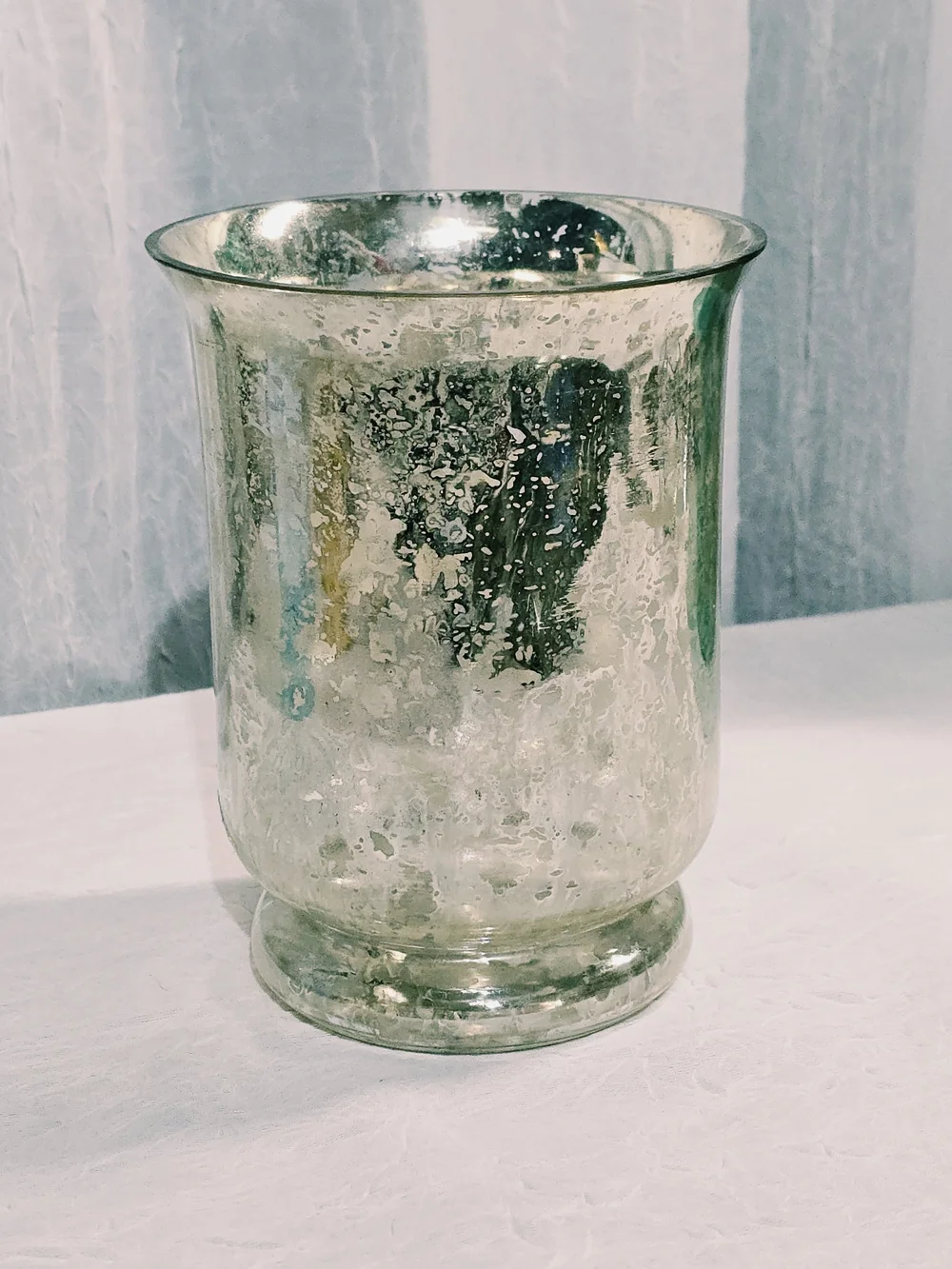 Shimmering Silver Mercury-Style Glass Vase/Candleholder